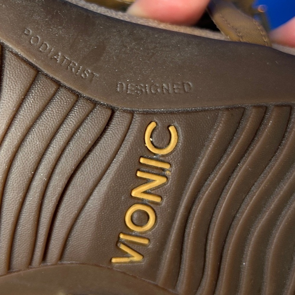 Vionic Women Brown Kirra Backstrap Tan Leather Thong Sandal Sz 7 Cushion Comfort - Picture 9 of 12